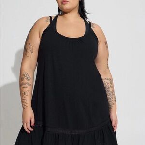 Torrid Black Midi Cotton Crochet Ruffle Beach Dress – Size 1